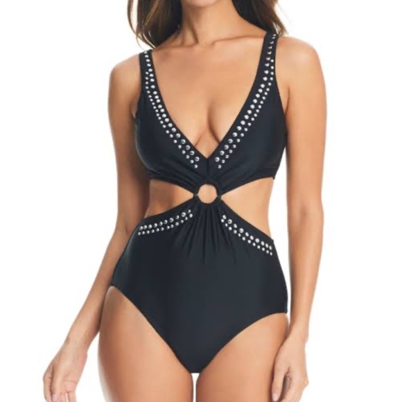 BAR III WOMEN'S TELL ME ABOUT IT STUD ONE-PIECE SWIMSUIT black - Picture 1 of 7